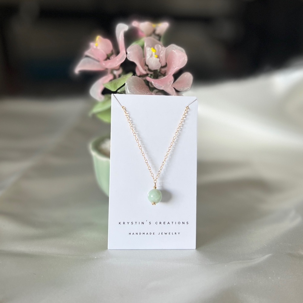 Gold Filled🌟Burma Jade Drop Necklace - Handmade